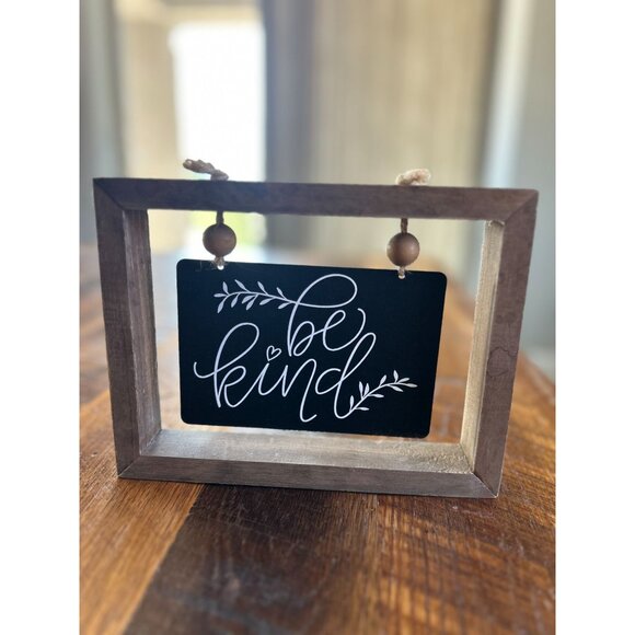 Rustic Wooden Frame With "Be Kind" Hanging Sign For Home Decor - Picture 1 of 7